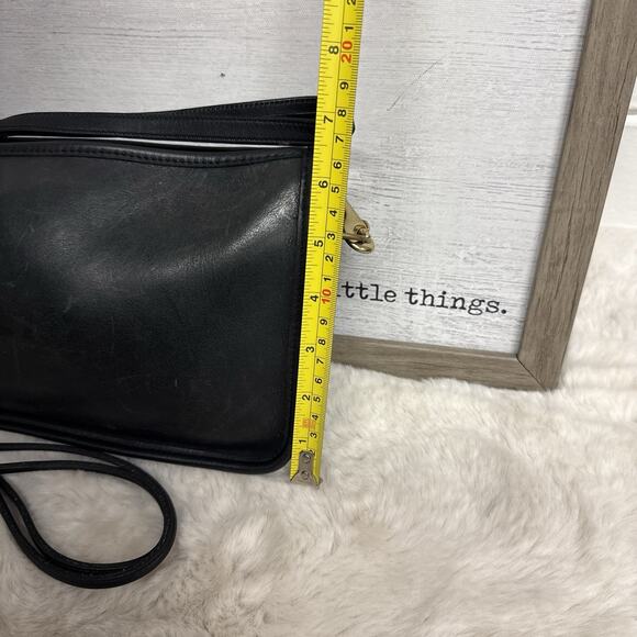Vintage Coach Leather Basic Bag Purse Black Double Strap Made in USA 021-9003 - Picture 11 of 14